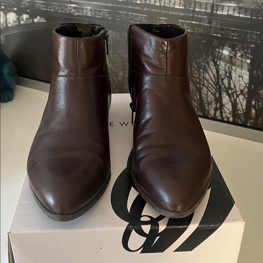 2/$7 Nine West Dark Brown Ankle Boots with box - Picture 3 of 8